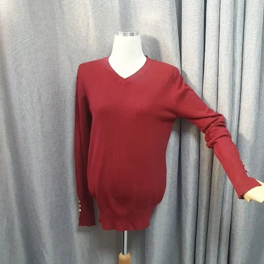 [BUNJANG] Deep Red Soft Knit Sweater / 딥레드 부들 니트