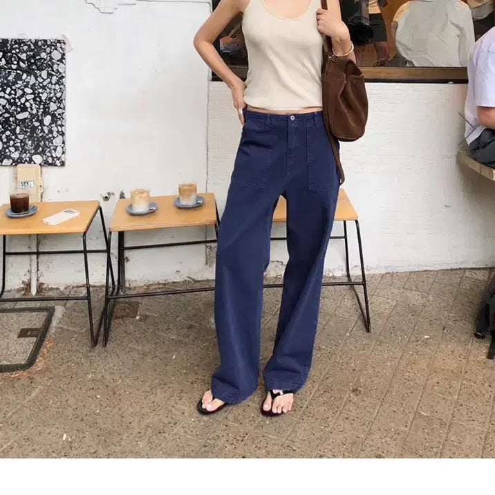 [BUNJANG] Wonlog Dyeing Pants Blue / 원로그 다잉팬츠