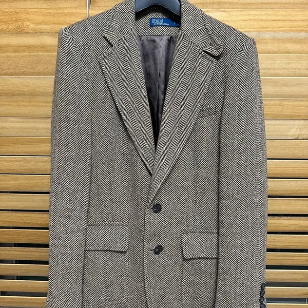 [BUNJANG] Ralph Lauren Herringbone Linen Blend Blazer / 랄프로렌 헤링본 리넨 블렌드 블레이저 (QR 인증)