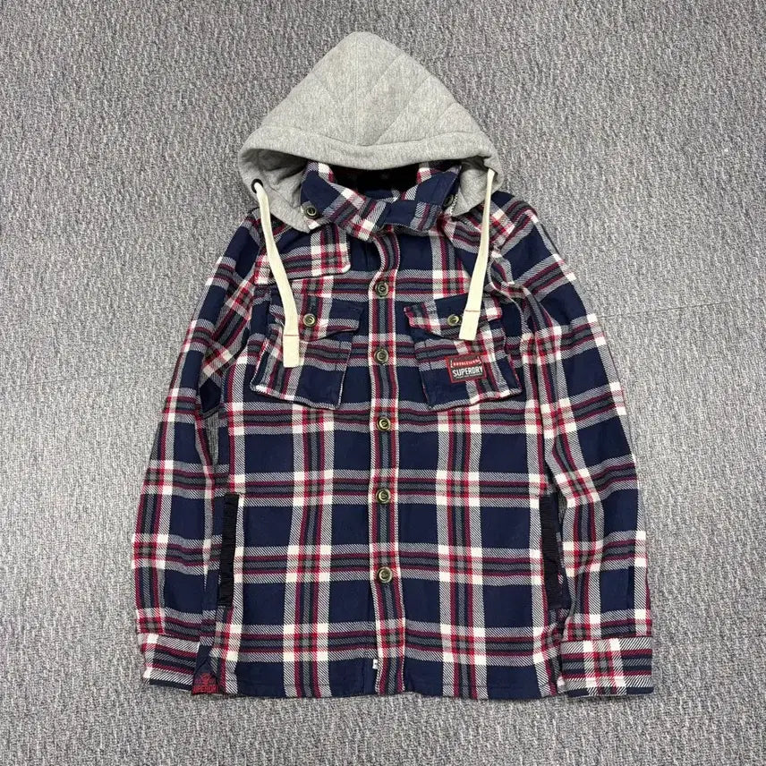[BUNJANG] Superdry Hooded Check Shirt Jacket / 슈퍼드라이 후드 체크 셔츠 자켓
