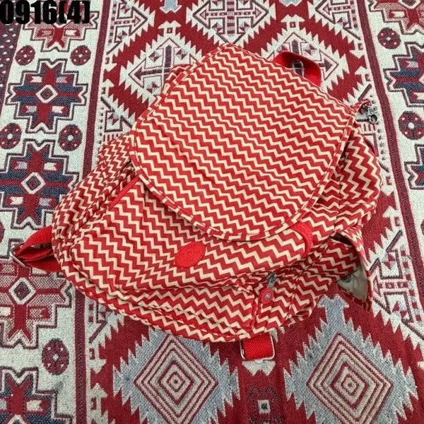 [BUNJANG] Kipling Red Zigzag Backpack / 키플링 백팩 레드 지그재그 0916