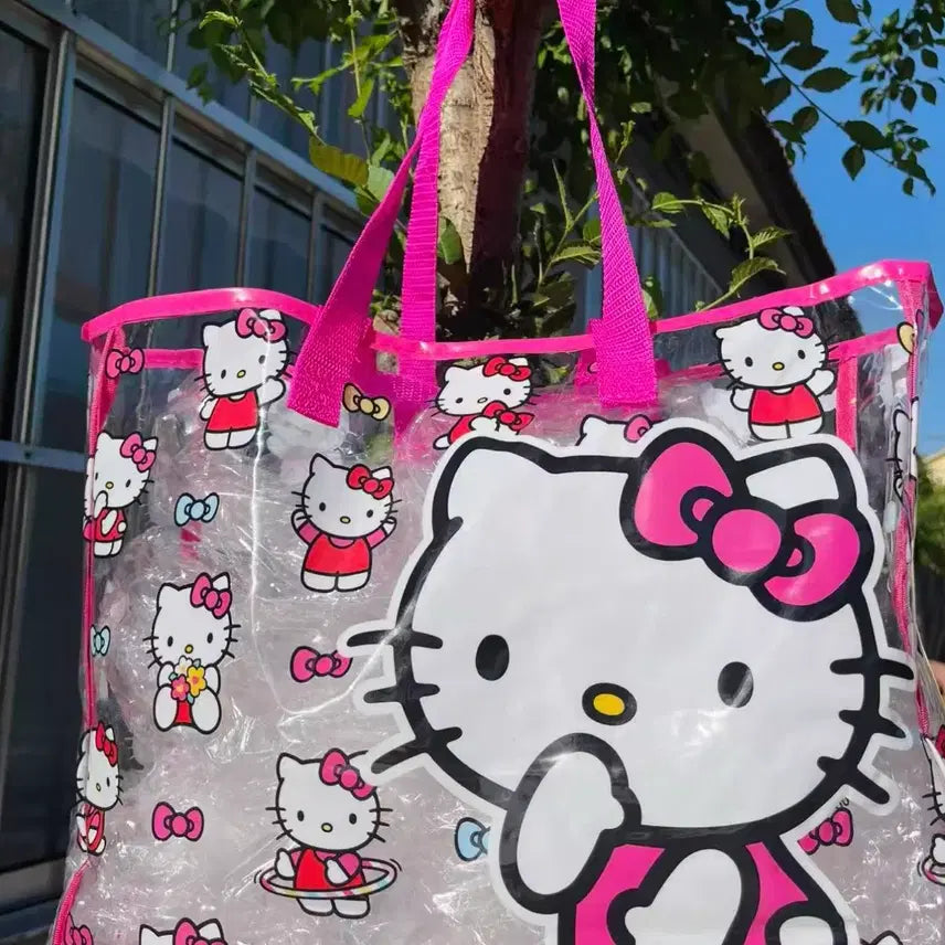 [BUNJANG] Hello Kitty PVC Big Shoulder Bag Pink Transparent / 헬로키티PVC빅숄더백 핑크키티투명가방