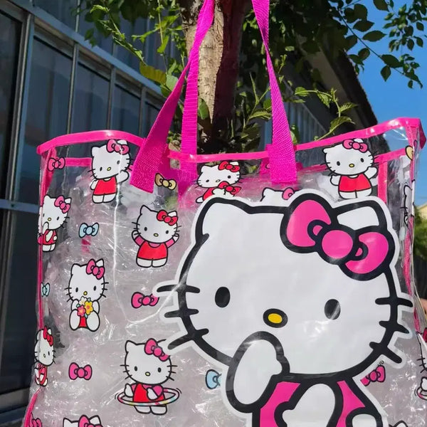 [BUNJANG] Hello Kitty PVC Big Shoulder Bag Pink Transparent / 헬로키티PVC빅숄더백 핑크키티투명가방