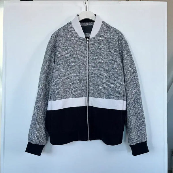 [BUNJANG] ANDZ Colorblock Ribbed Bomber Jacket (Size 110) / ANDZ 배색 컬러 시보리 블루종 자켓110 -0916