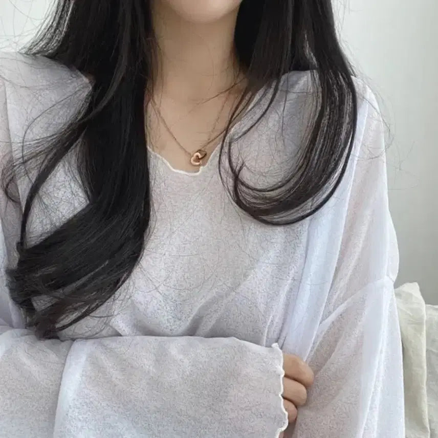 [BUNJANG] White See-Through Crop Knit (Free Size) / 화이트 시스루 크롭 니트 (프리사이즈)