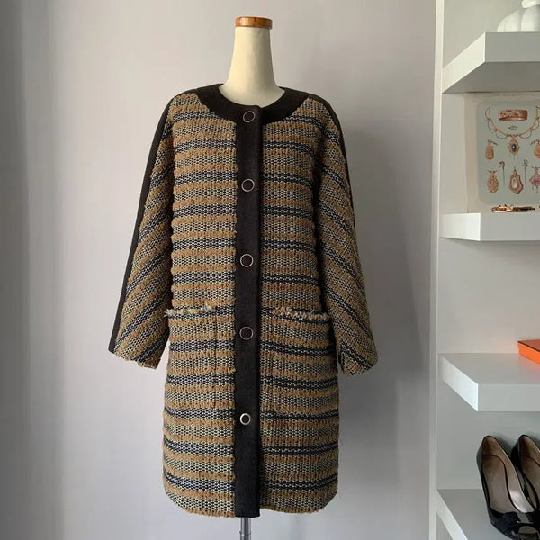 [BUNJANG] RENEEVON Striped Tweed Coat / 55 레니본(RENEEVON) 스트라이프 트위드 코트