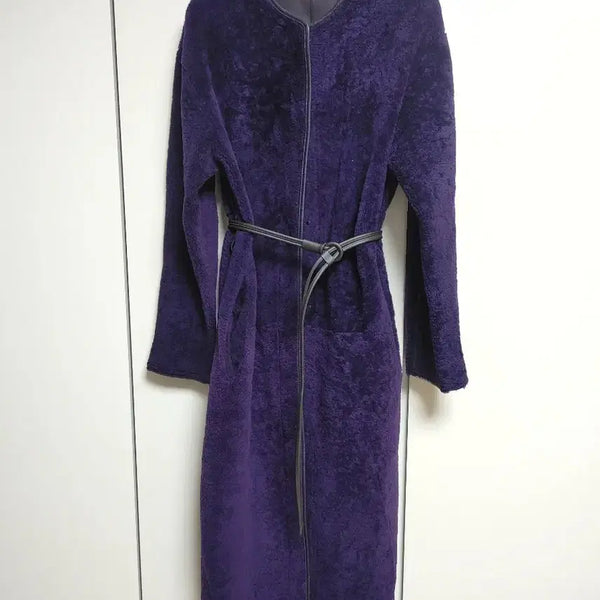 [BUNJANG] The Handsome OBJET Wool Leather Long Mouton Coat / 한섬 오브제 양모 가죽롱무스탕