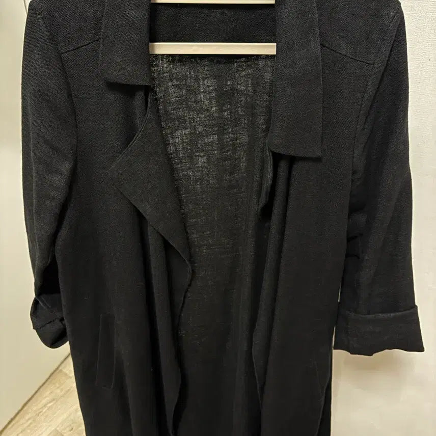 [BUNJANG] SONO Black Linen Open Jacket / SONO 블랙 린넨 소재 오픈 자켓