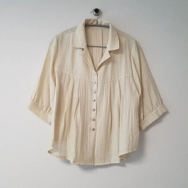 [BUNJANG] Beige Button Detail Blouse / 베이지 블라우스