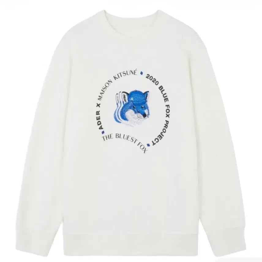 [BUNJANG] Maison Kitsuné x ADER Error Blue Fox Project Collaboration Sweatshirt / 정품) 메종 키츠네 아더에러 화이트 맨투맨 A1 사이즈 판매합니다