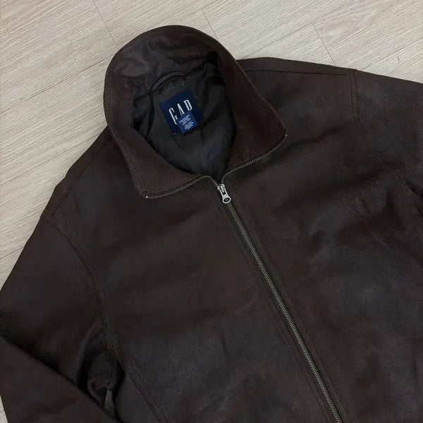 [BUNJANG] Old Gap High Neck Collar Leather Jacket Brown / [M] 올드갭 하이넥 카라 레더 자켓 브라운