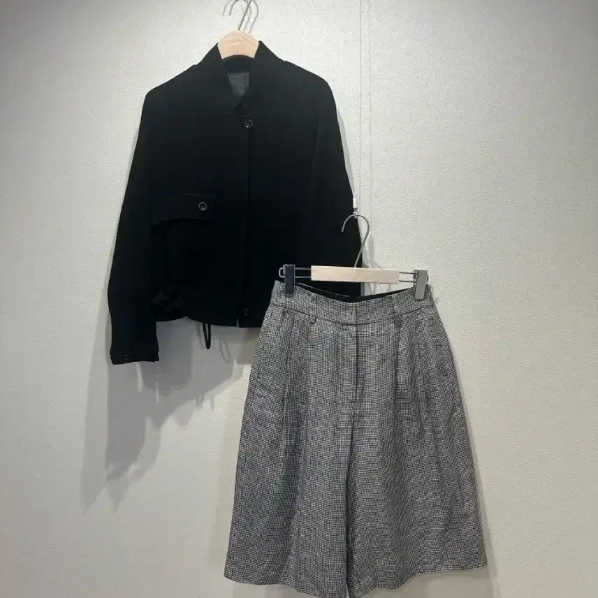[BUNJANG] TIME23 Houndstooth Wide Bermuda Pants / 타임23 하운드투스 와이드 버뮤다팬츠