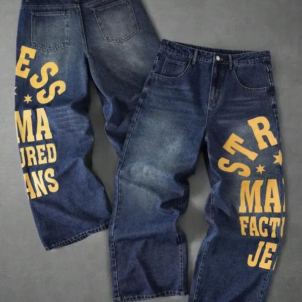 [BUNJANG] Lettering Denim Pants / 레터링 팬츠 청바지