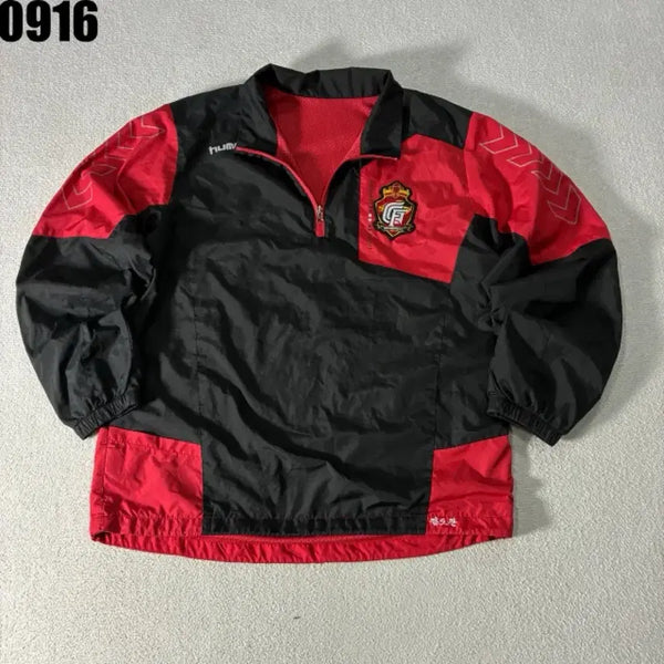 [BUNJANG] Hummel Windbreaker Jacket Black Red L / 험멜 바람막이 자켓 블랙 레드 L