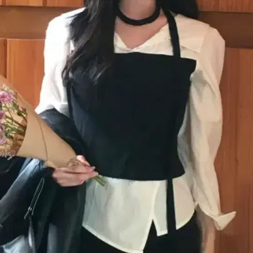 [BUNJANG] Women's Layered Shirt Set with Busteire / 여성 셔츠