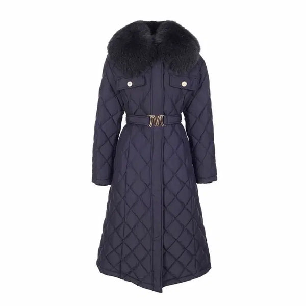 [BUNJANG] MOJO.S.PHINE Quilted Fox Fur Long Padding Navy / MOJO.S.PHINE 모조에스핀 퀼팅 폭스퍼 롱패딩