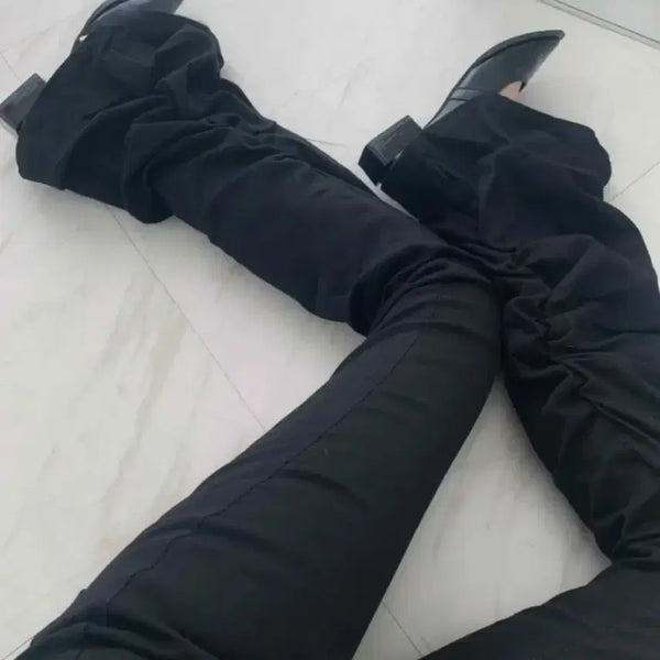 [BUNJANG] Ablley High-Waisted Shirring Bootcut Pants / 에이블리 하이웨스트 셔링 부츠컷 팬츠