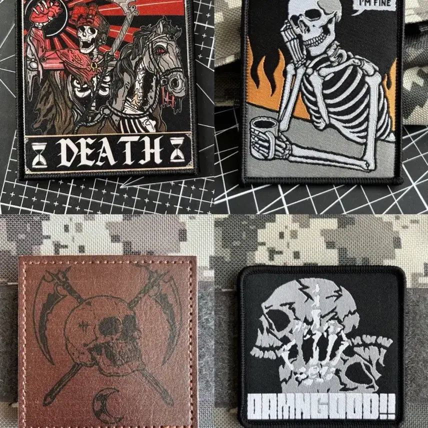 [BUNJANG] Skull Velcro Patch Tactical Woven Patch for Backpacks / 사신 해골 벨크로 패치 밀리터리 사기 패치 직조 와펜 백팩 부착용 암 패치 와펜