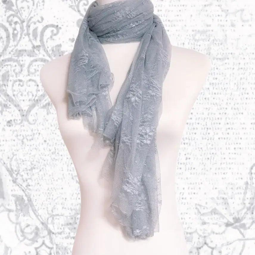 [BUNJANG] Blue Fairy Layered See-Through Patterned Muffler / 일본 블루 페어리 레이어드 약 시스루 패턴 머플러