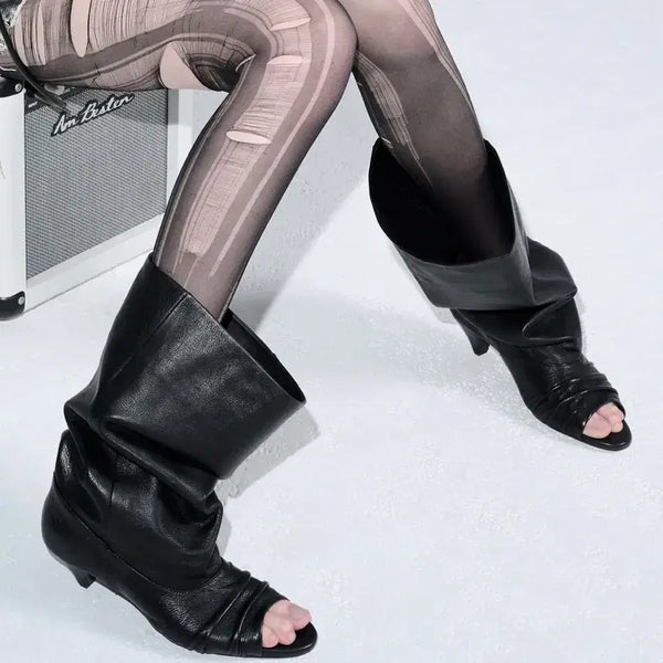 [BUNJANG] Eknic Slouch Open Toe Boots Black / 250)이크닉 101 슬라우치 오픈 토 부츠 블랙
