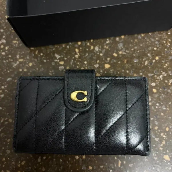 [BUNJANG] Coach Quilted Card Holder Black / 코치 퀼팅 카드지갑 블랙