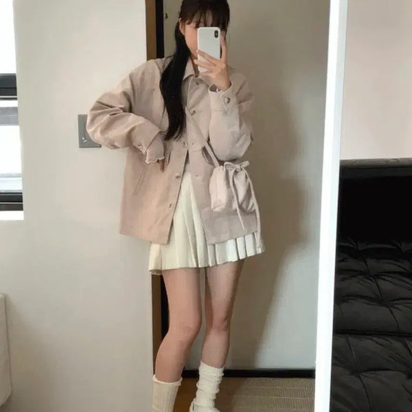 [BUNJANG] Peter Pan & Wendy Cotton Candy Suede Jacket Set Pink Zigzag / 피터앤웬디 코튼캔디 스웨이드 자켓 세트 핑크 지그재그