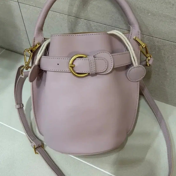 [BUNJANG] Genuine Cowhide Lavender Bucket Bag / 천연 소가죽 연보라 버킷백