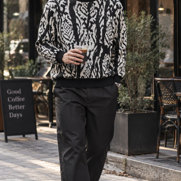 [BUNJANG] Neil Barrett Black & White Pattern Knit L~XL / 닐바렛 블랙&화이트 니트 L~XL