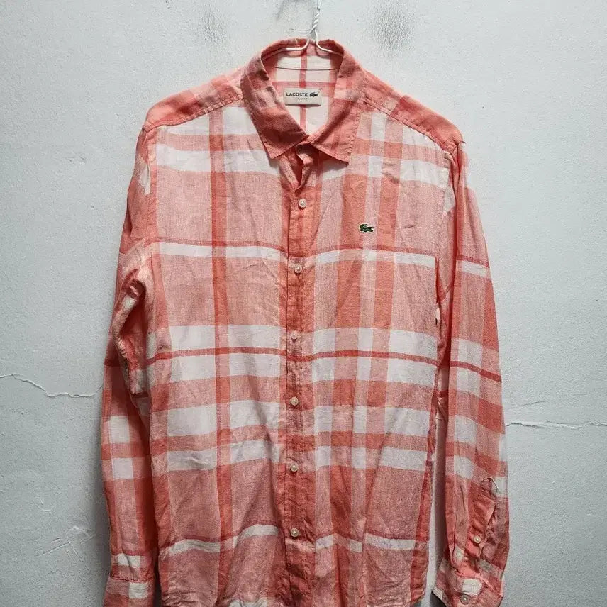 [BUNJANG] Lacoste Linen Check Shirt (Size M) / 라코스테 린넨 체크셔츠