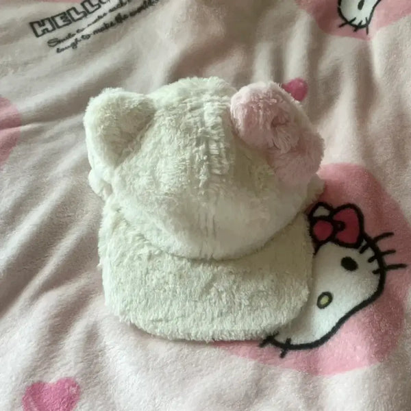 [BUNJANG] Universal Studios Japan Hello Kitty Fur Hat Cap / USJ 유니버셜스튜디오 재팬 키티 털 모자 캡