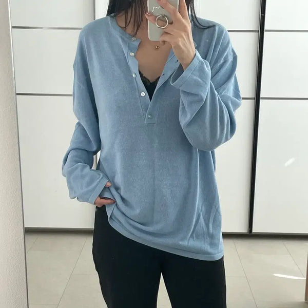[BUNJANG] Zara Oversized Plain Knit Sweater Light Blue / zara 자라 오버사이즈 플레인 니트