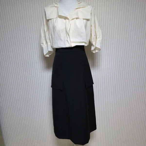 [BUNJANG] Black Cargo Long Skirt Size 44 / 블랙 카고 롱 스커트 44