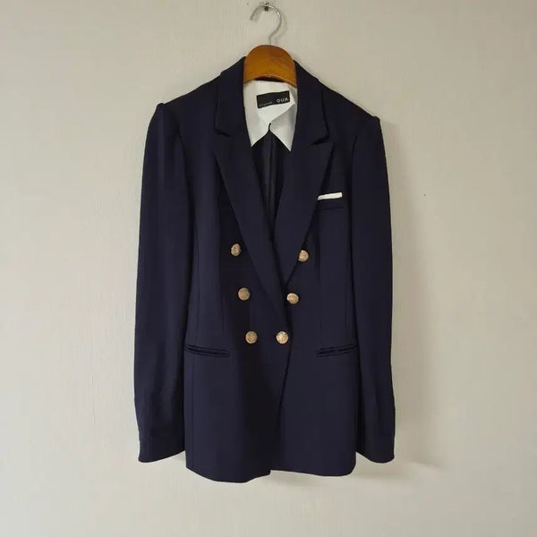 [BUNJANG] QUA Double Button Navy Blazer / [QUA]더블 버튼 네이비 블레이저