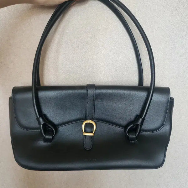 [BUNJANG] THREE KNOCKS Designer Cowhide Shoulder Bag Black / 쓰리노크스(THREE KNOCKS) 디자이너 소가죽 숄더백 블랙
