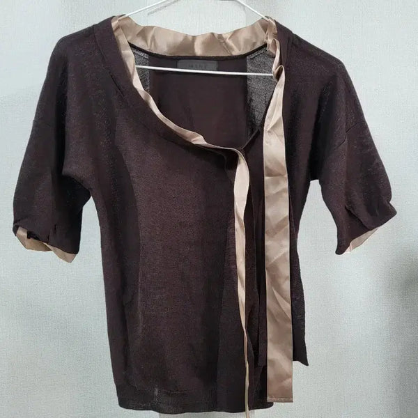 [BUNJANG] MINE Brown/Beige Knit Blouse / 마인 니트 브라운/베이지 블라우스  쵝오