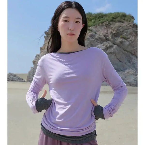 [BUNJANG] Movewarm Warmer Tee Lilac S / 무브웜 워머티 라일락 S