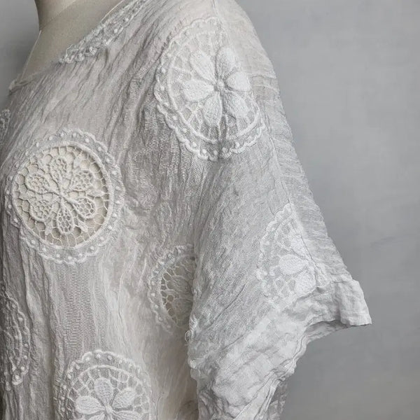 [BUNJANG] Vintage Prato Italy Embroidered Blouse / 빈티지 이탈리아 프라토 블라우스