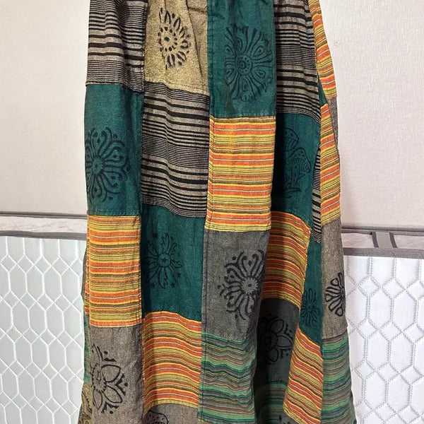 [BUNJANG] Vintage Hippie Patch A-Line Long Skirt / 빈티지 히피 패치스커트 (옷장정리급처