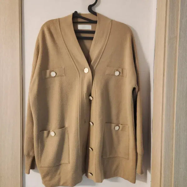 [BUNJANG] Yumer Beige Pearl Button Cardigan / umer 유메르 가디건