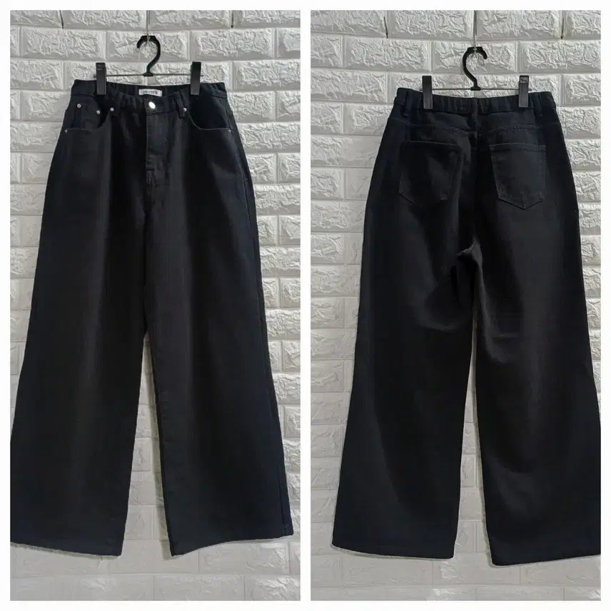 [BUNJANG] Black Wide-Leg Pants / L 면블랙 와이드팬츠