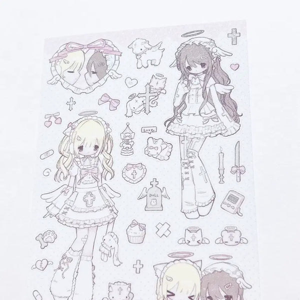 [BUNJANG] Character Sticker Set for Journaling and Deco / 다꾸스티커 인물스티커 인물다꾸스티커 샤오홍슈다꾸 다이어리스티커 타오바오스티커 인물스티커 샤오홍슈스티커 미소녀스티커 다꾸띵 다꾸씰스티커 다꾸템 지뢰계스티커