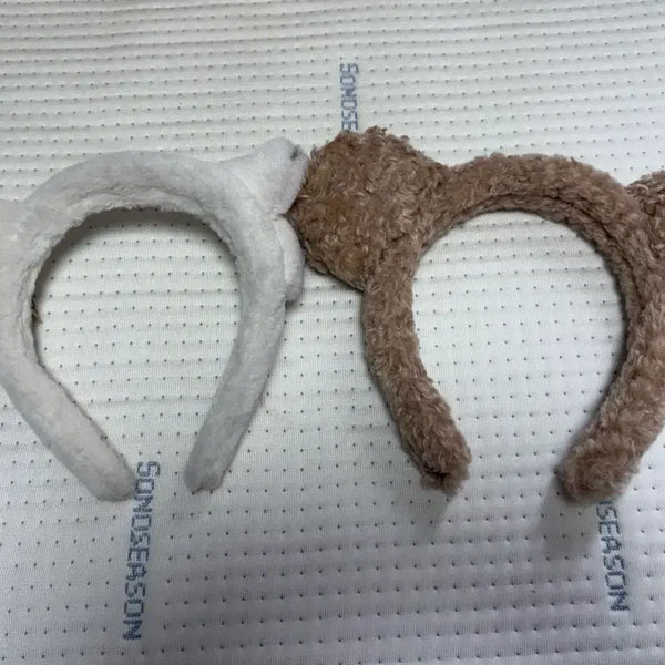 [BUNJANG] Fuzzy Bear Ear Headband Set / 포근한 털 귀 머리띠 세트