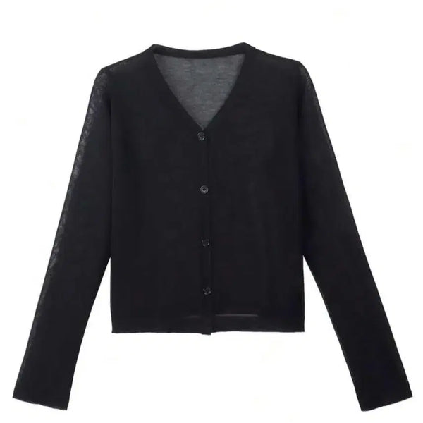 [BUNJANG] Sheer Knit Cardigan - Black / 새상품 봄여름가을 시스루 니트가디건 블랙
