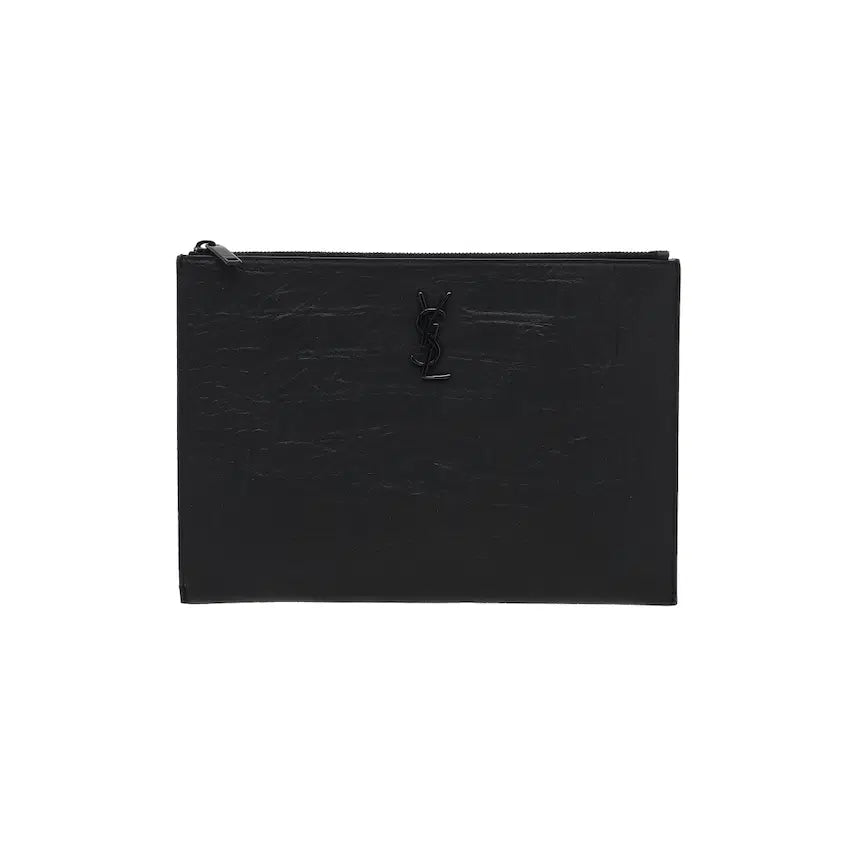 [BUNJANG] Saint Laurent Monogram Crocodile Clutch Black Leather / 생로랑 모노그램 크로커다일 클러치