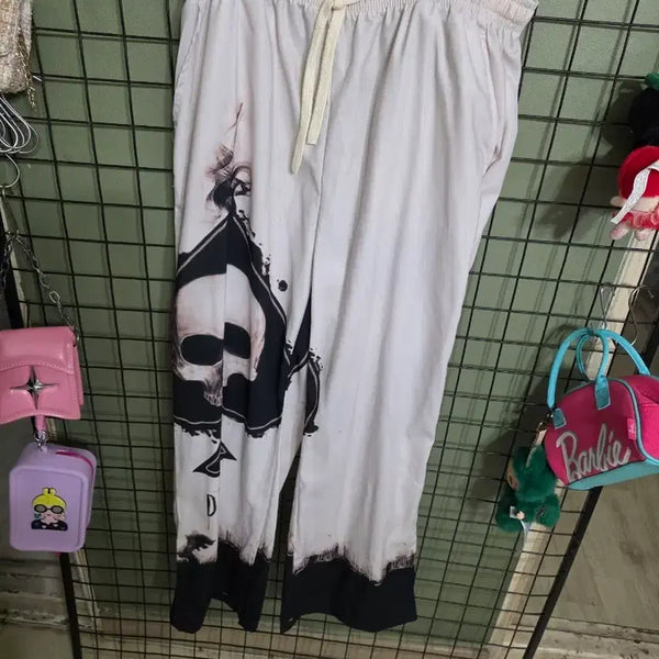 [BUNJANG] Skull Print Loose Fit Pants / 해골 프린트 루즈핏 팬츠 ㅡ해외직구/공용.기장100