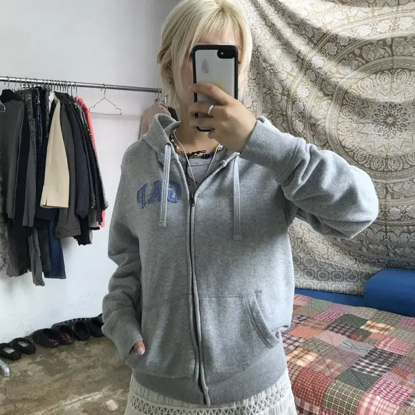 [BUNJANG] Gap Women's Flag Patch Zip-Up Hoodie / gap 갭 여성 성조기 패치 후드집업 Z1940