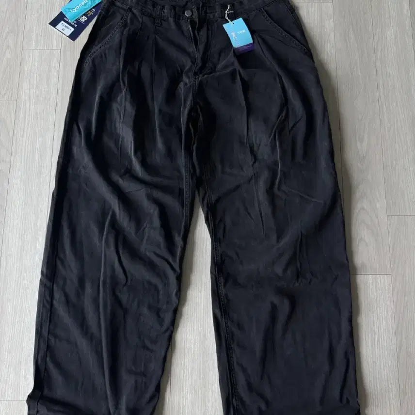 [BUNJANG] Lyocell Wide Denim Pants (Black-Blue) / 새상품*  리오셀 와이드 데님 흑청 쿨링 팬츠 바지