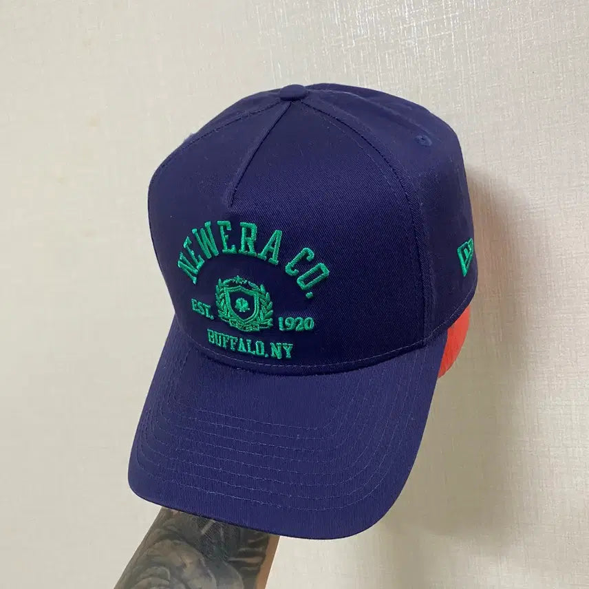 [BUNJANG] New Era Navy Green Logo Baseball Cap / 뉴에라 볼캡 네이비 그린 로고
