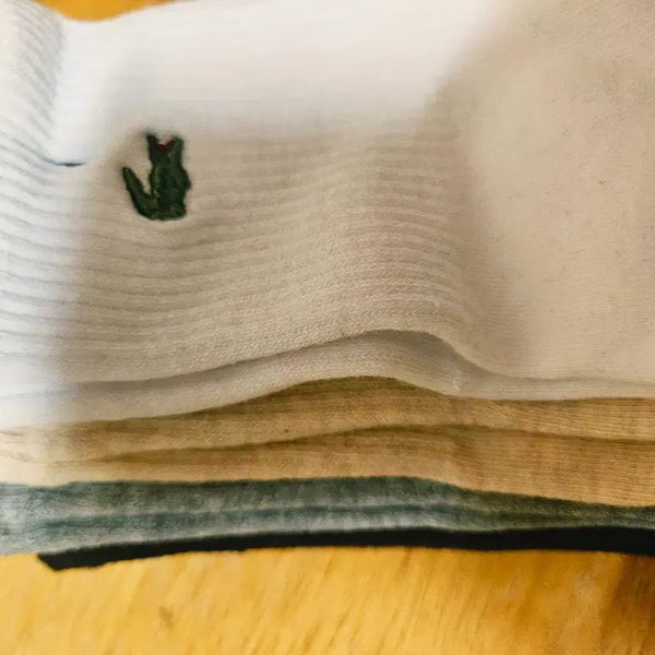 [BUNJANG] Lacoste 4-Pair Socks Bundle (White, Beige, Grey, Black) / (새상품) 라코스테 화이트.베이지.그레이.블랙 4켤레