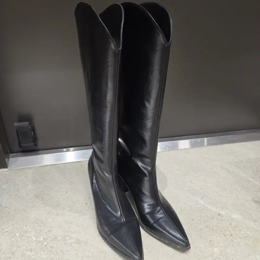 [BUNJANG] Stiletto Leather Long Boots / 스틸레토 가죽 롱부츠